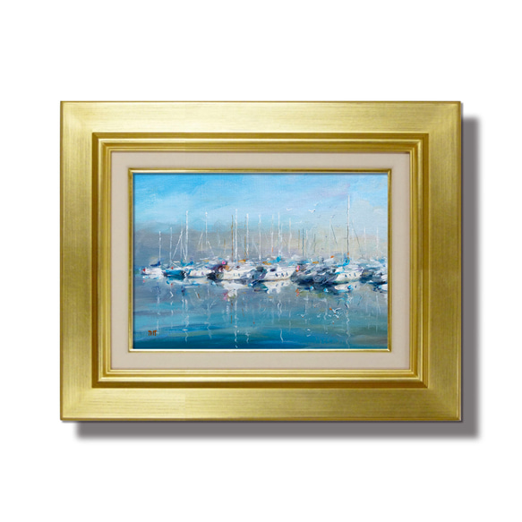 晴れやかな朝】油絵原画 P3サイズ一点物 額縁付 豪華プレゼント付き