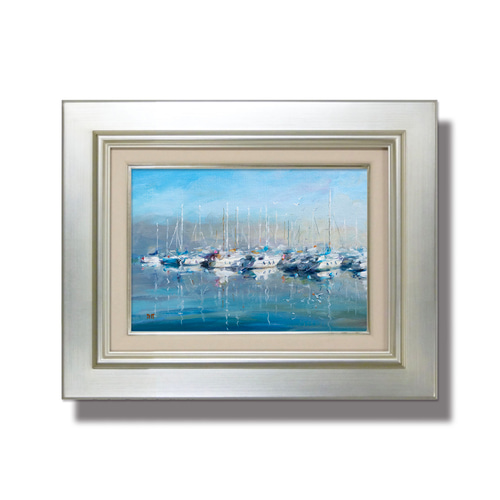 晴れやかな朝】油絵原画 P3サイズ一点物 額縁付 豪華プレゼント付き