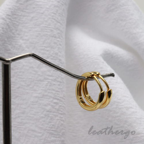 両耳 シルバー925素材 18k gp ゴールドフープピアス 金 シンプル