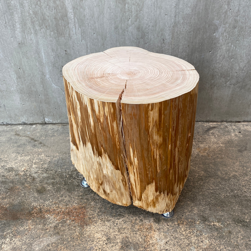 ひのき切り株のスツール】丸太椅子 茶 オブジェ フラワーディスプレイ