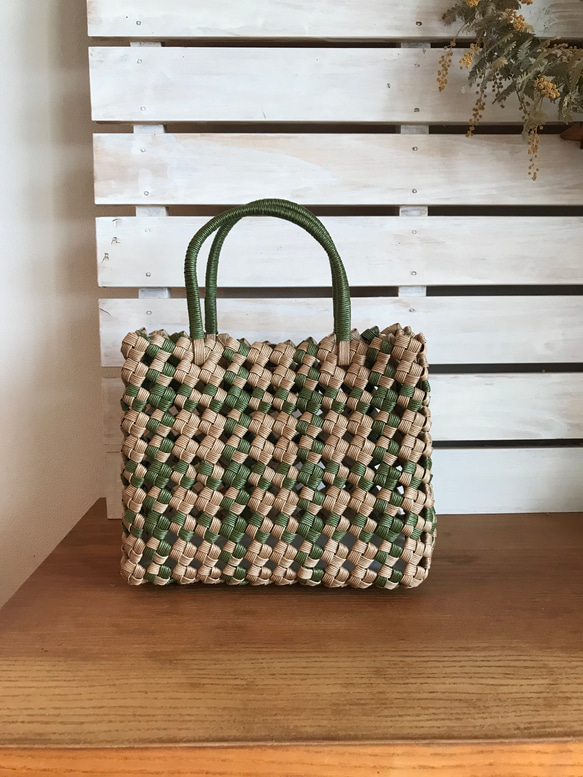 クラフトバンドチェック柄バック かごバッグ taka 通販 14223795