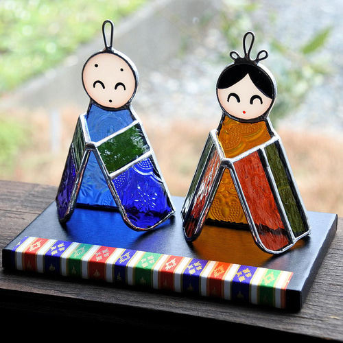 手のり 雛 おひなさま お雛様 雛祭り ひな人形 ステンドグラス 置物