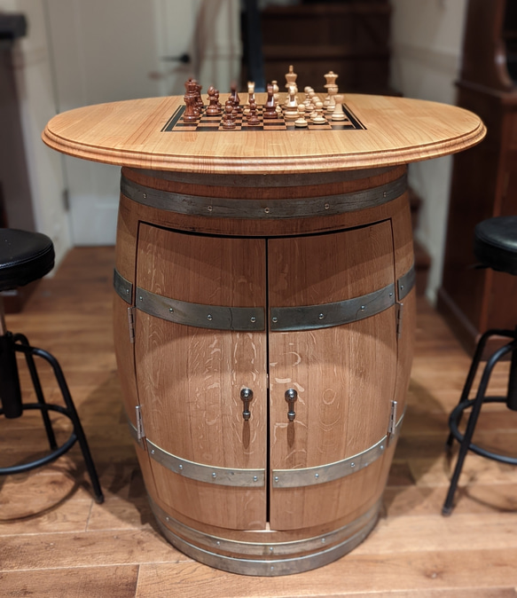 ワイン樽ハイテーブル キャビネット仕様 高級フレンチオーク樽