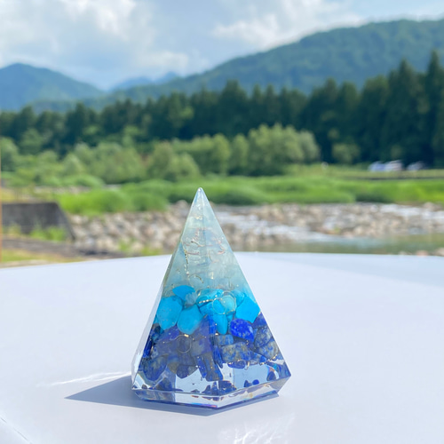 期間限定】《アクアマリン＆ターコイズ＆ラピスラズリ②》六角錐型