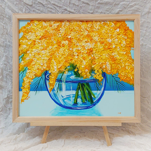 油絵 絵画 ミモザの花【四切】 絵画 HR 通販 14299338｜Creema