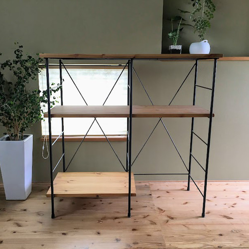 W90×D40×H90 シェルフ 可動式棚板 オーダー可 アイアン 棚・シェルフ