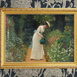 NO.407】カラフルな庭園と女性絵画アートポスター☆おしゃれ植物