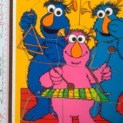 アメリカンビンテージ セサミストリート木製パズル1970年代【スリー
