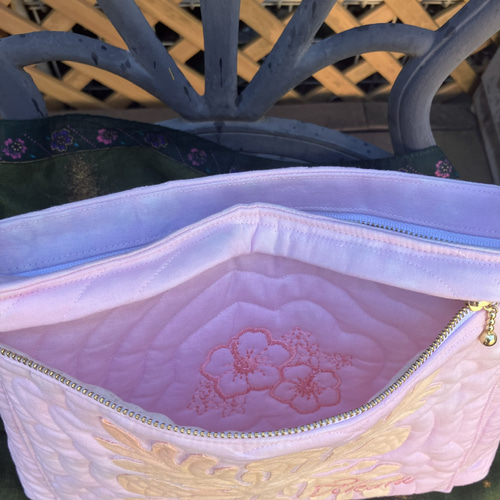 ハワイアンキルト ショルダーバックタイプB 白ネイビー ショルダー