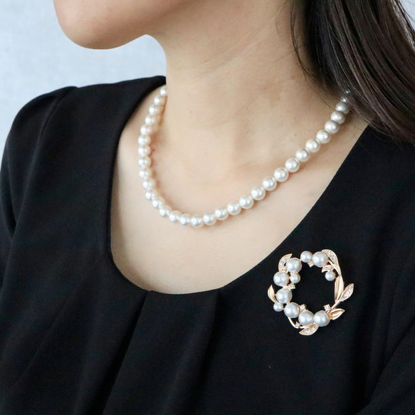 セット】13種から選べるブローチとパールのネックレス ブローチ カエデ