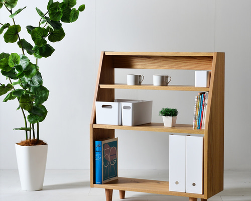 オーク無垢材の本棚｜オープンブックシェルフ 絵本棚 マガジンラック