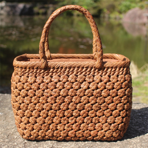 99003 六角花結び編み 山葡萄 かごバッグ やまぶどう 山ぶどう カゴ