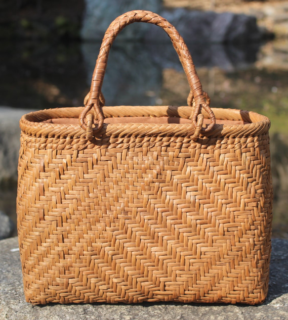 98189 山葡萄 かごバッグ 網代編み やまぶどう 着物 籠 山葡萄 籠