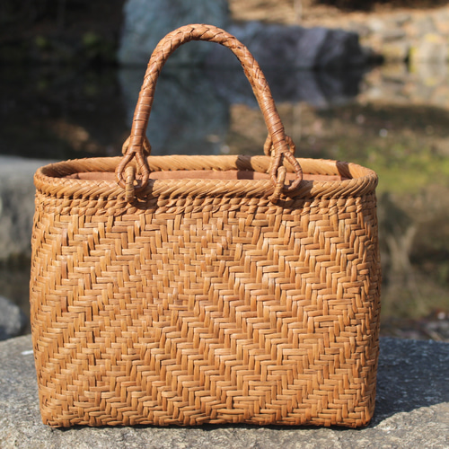 98189 山葡萄 かごバッグ 網代編み やまぶどう 着物 籠 山葡萄 籠