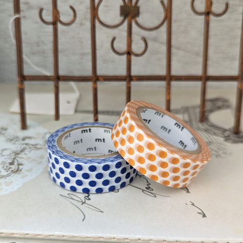廃盤・mt ドットマスキングテープ（ナイトブルー×マンダリン
