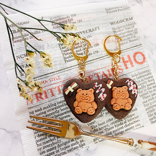 くまさんビスケット ブラウニー キーホルダー フェイクスイーツ
