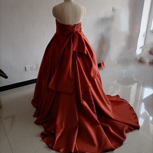 送料無料！カラードレス マタニティ テラコッタ色 大きいサイズ ベア