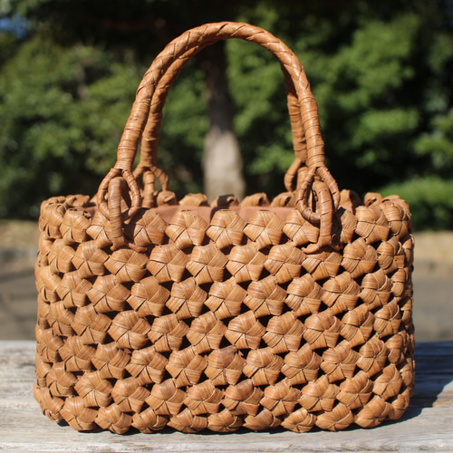 99013 六角花結び編み 山葡萄かごバッグ やまぶどう 山ぶどう カゴ