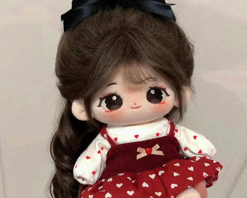 20cmぬいぐるみ 着せ替えぬいぐるみ かわいい 茶色髪の少女 骨格付き