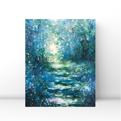 油絵 原画 オリジナル「木漏れ日の道」送料無料 絵画 Masako's Gallery