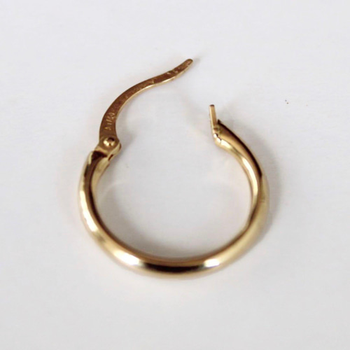 K18YG（18金イエローゴールド ）フープピアス 14mm 1ペア （2個