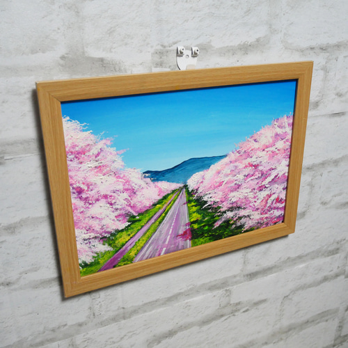 油絵 絵画 【桜並木の道】 絵画 HR 通販 15554172｜Creema(クリーマ