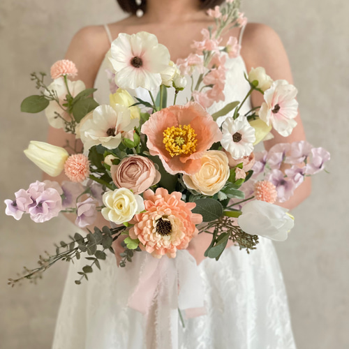 ウェディングブーケ】アーティフィシャルフラワーブーケ＋ブートニア