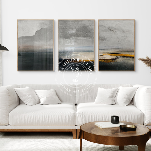 アートポスター 抽象アート グレー ベージュ 海 北欧モダン ミニマル