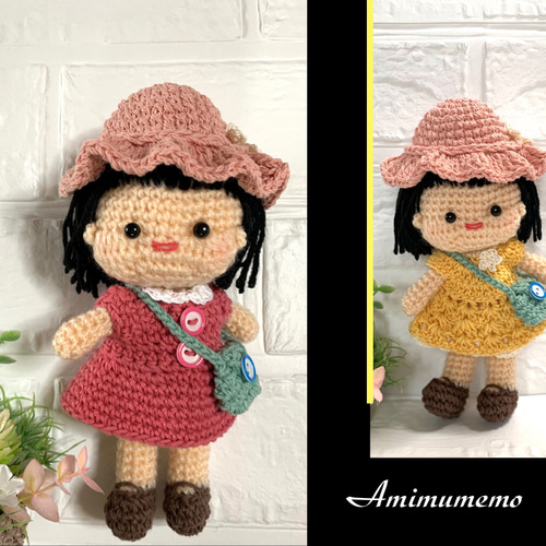 あみぐるみ・小さな女の子 (ちぃちゃん)・ぷっくりほっぺ・レトロ