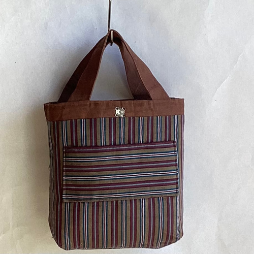 柿渋染めのパッチワークのトートバッグ (1) トートバッグ ひだまり