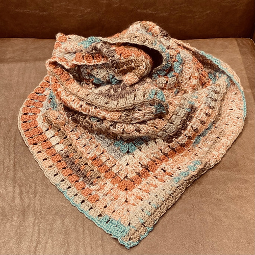 ブランケット マルチカバー 長方形 手編み カラフル ハンドメイド