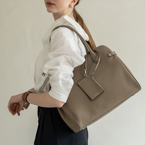 本革 トートバッグ 2way ビジネス A4 大容量 ゴールド金具 グレージュ