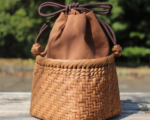 98168 御幸籠 山葡萄 御幸篭 巾籠 野点篭 浴衣 巾着 かごバッグ 伝統