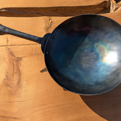 受注生産】鍛造鉄の中華鍋打出し25cm 鉄のフライパン 片手鍋 北京