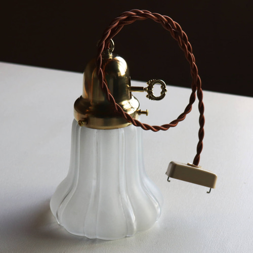 アンティーク天井照明｜ストライプ&蕾型USAヴィンテージフロストガラス