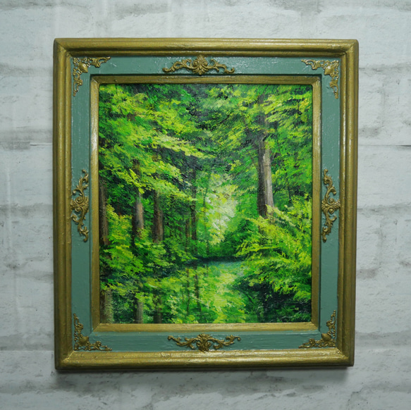 油絵 油彩 油彩画 絵 絵画【新緑の森】 絵画 HR 通販 15665343