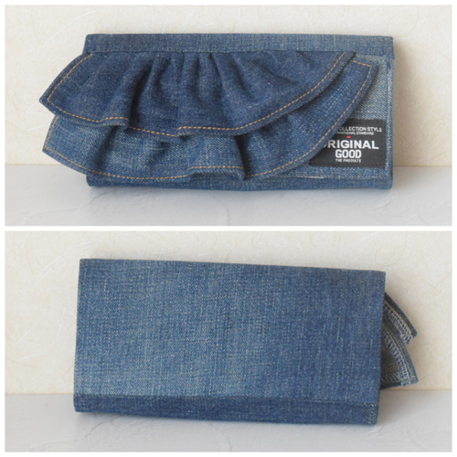 sold ont)デニムリメイク＊フリル＊長財布＊ジーンズリメイク 長財布