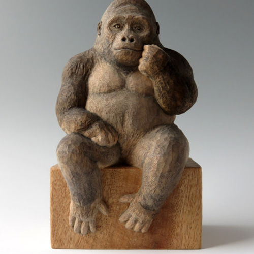 木彫 考えるゴリラ 彫刻 啓秀館まさまさ 通販 15774237｜Creema