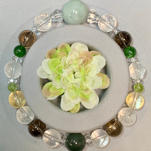 五感で感じるブレス〜12mm ビルマ産本翡翠 ジェダイド ヒマラヤ水晶