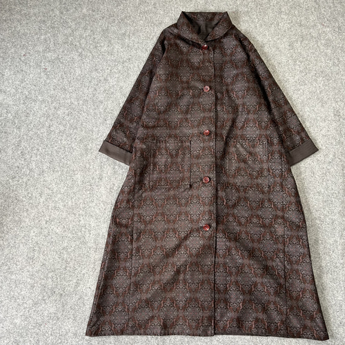 着物リメイク 龍郷柄 大島紬 リバーシブル ロング コート マキシ 古布