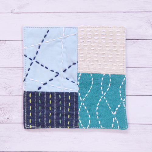 刺し子コースター4枚セット パッチワーク その他キッチン小物 トモス