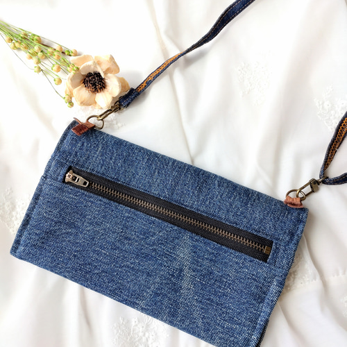 16) ウォレット ショルダー お財布ショルダー デニムリメイク 長財布