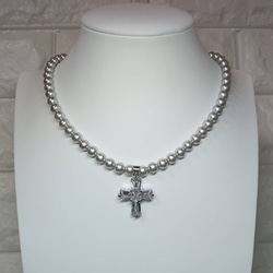 クリスタル十字架ペンダント モアサナイト テラヘルツ鉱石 2mm ミラー