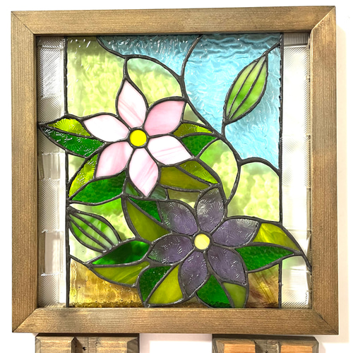 ステンドグラスパネル【クレマチス】 その他インテリア雑貨 ゆうちゃん