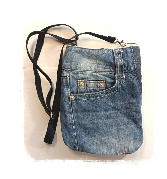 デニムリメイクスマホショルダー スマホポシェット・スマホポーチ