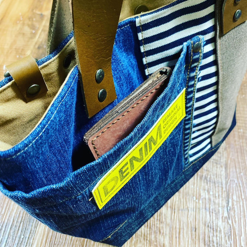 No.523デニムリメイクバッグ トートバッグ インディアン ココペリ 男前