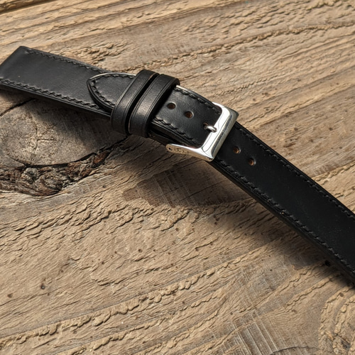 ホーウィン クロムエクセルレザー ブラック｜フルステッチ時計ベルト