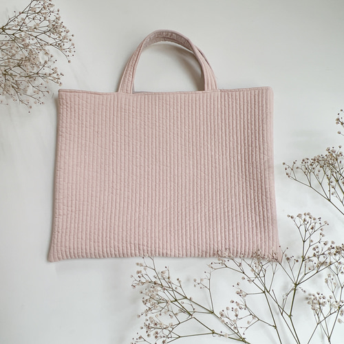 ヌビ レッスンバッグ ベージュピンク ✩ ヌビバッグ◇選べるワッペン