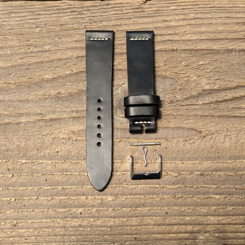 ホーウィン クロムエクセルレザー ブラック｜ストレートステッチ 時計