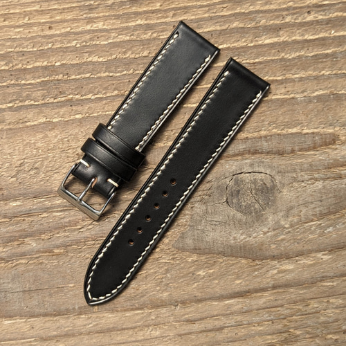 ホーウィン クロムエクセルレザー ブラック｜フルステッチ時計ベルト